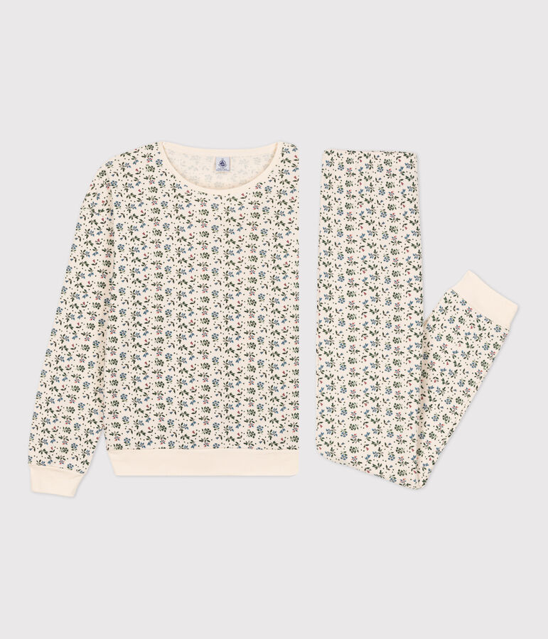 Pijama de algod&oacute;n de mujer crudo/azul/multicolor