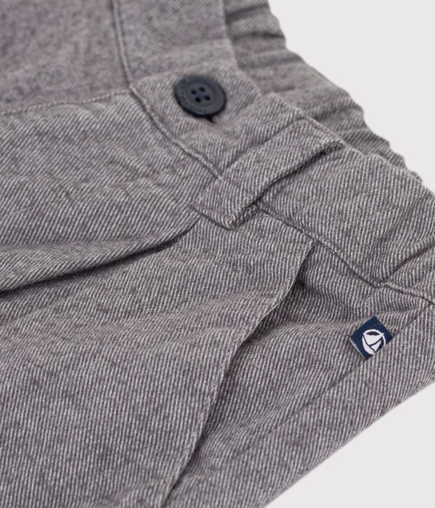 Pantal&oacute;n infantil de pinzas de franela de algod&oacute;n gris