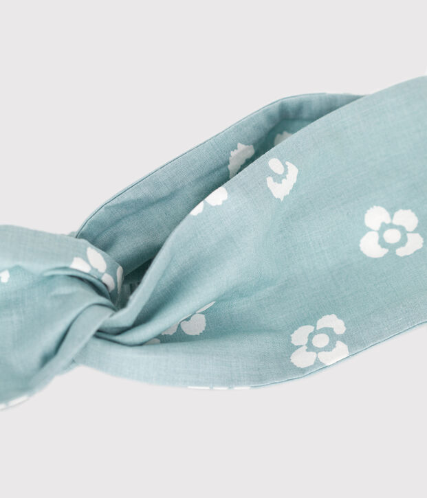 Diadema de popelina con estampado de flores para ni&ntilde;a verde/blanco