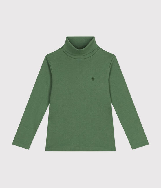 Camiseta de cuello alto de algodón para niño/a verde PALMERAIE
