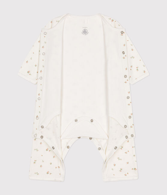 Bodyjama de algodón sin pies para bebé blanco MARSHMALLOW/blanco MULTICO