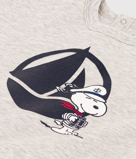 Sudadera Petit Bateau X Snoopy de felpa para bebé gris BELUGA CHINE