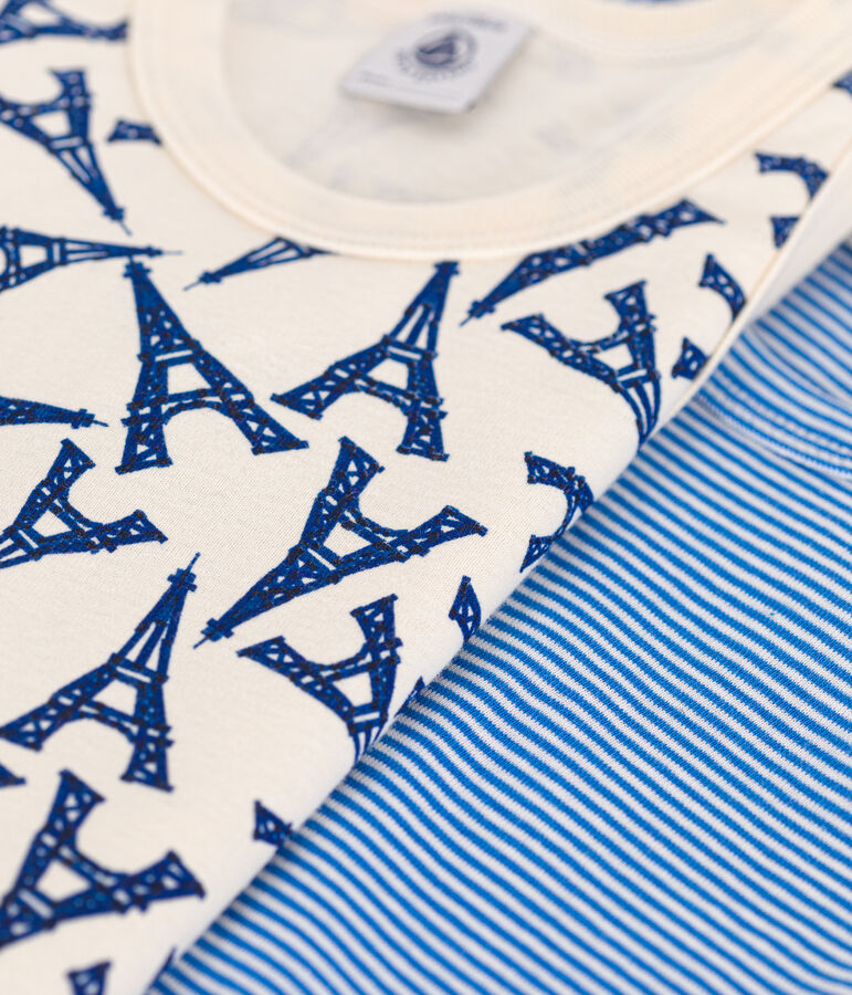 Juego de 2 camisetas infantiles de algod&oacute;n sin mangas con motivo de Par&iacute;s multicolor