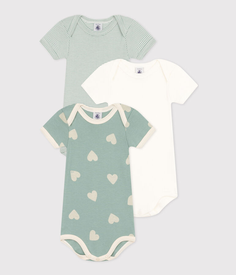 Juego de 3 bodis de algod&oacute;n de manga corta para beb&eacute; multicolor