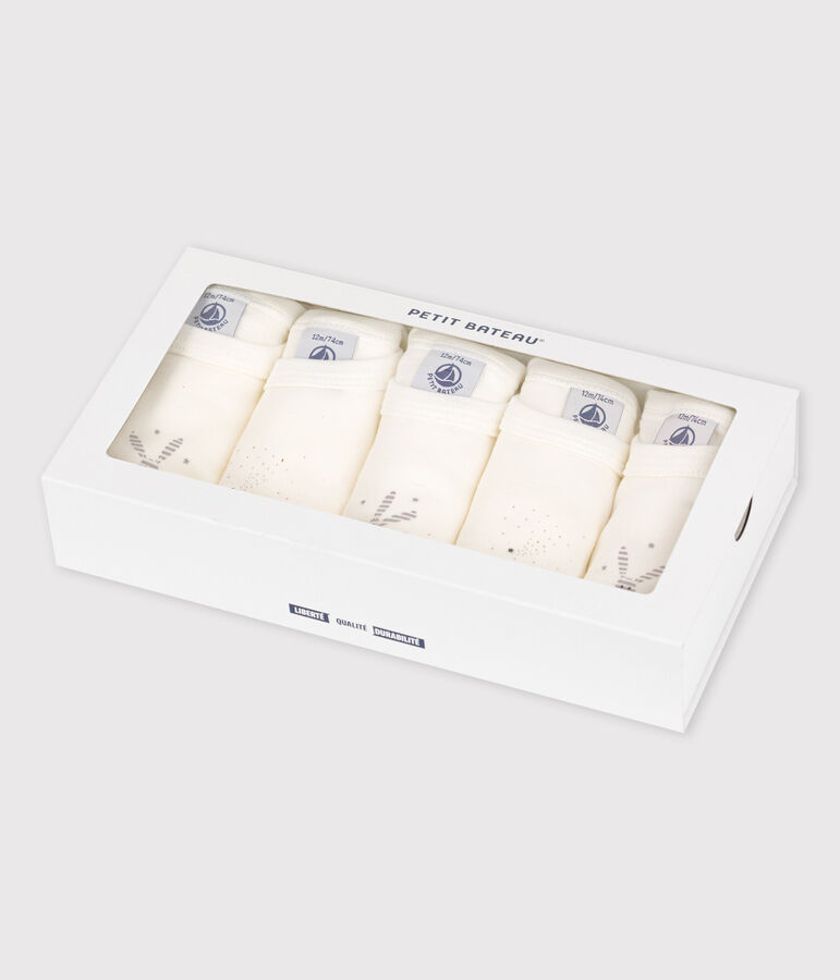 Juego de 5 bodis de punto de beb&eacute;. variante 1