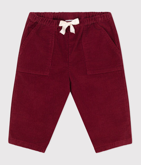 Pantalón de pana lisa para bebé AMARANTE