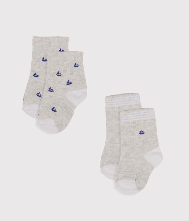 Juego de 2 pares de calcetines para beb&eacute; multicolor