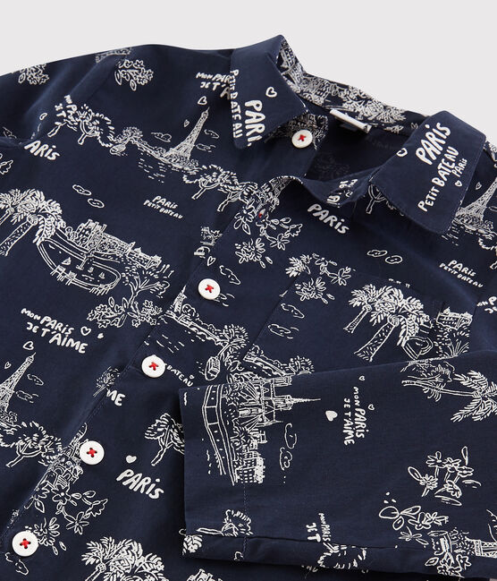 Pijama de algodón con estampado de París para niño azul MEDIEVAL/blanco ECUME