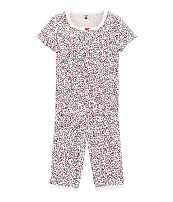 Pijama corto de punto para niña blanco MARSHMALLOW/blanco MULTICO