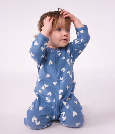 Pijama de mulet&oacute;n con estampado de corazones para beb&eacute;