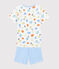 Pijama corto con estampado de limones de algodón ecológico de niño blanco MARSHMALLOW/blanco MULTICO