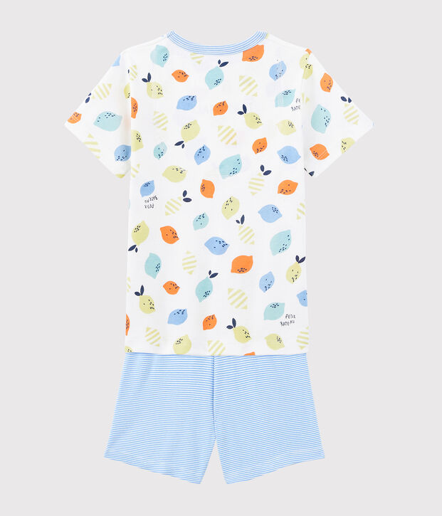 Pijama corto con estampado de limones de algod&oacute;n ecol&oacute;gico de ni&ntilde;o blanco/multicolor