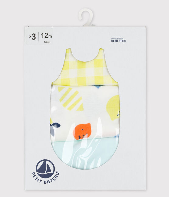 Lote de 3 bodys sin mangas con limones de colores de bebé variante 1