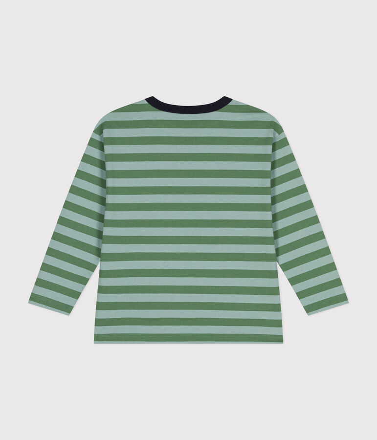 Camiseta de manga larga de punto fino para ni&ntilde;o verde/verde