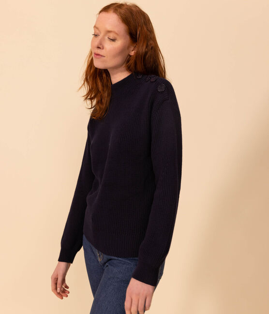 Jersey de punto inglés de algodón para mujer azul SMOKING