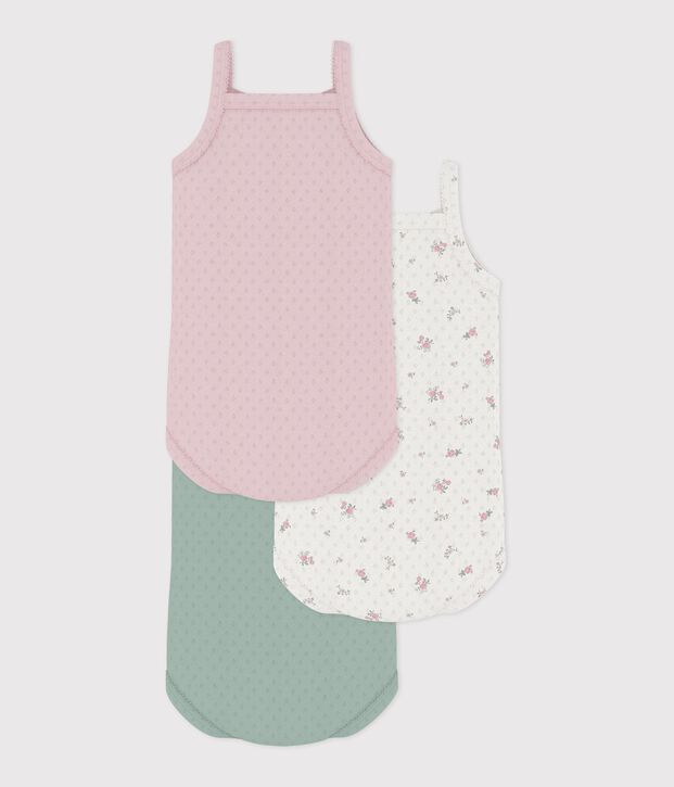 Juego de bodies de tirantes de algod&oacute;n calado con flores para beb&eacute; multicolor