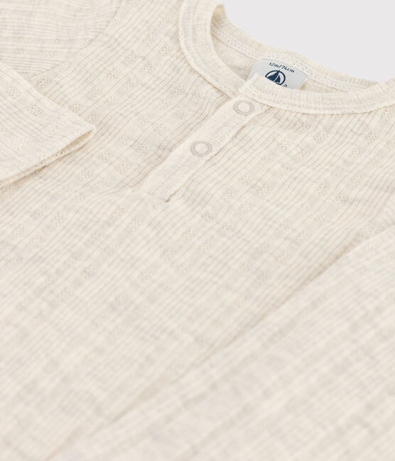 Bodi de manga larga con cuello tunecino de algodón de bebé beige MONTELIMAR CHINE