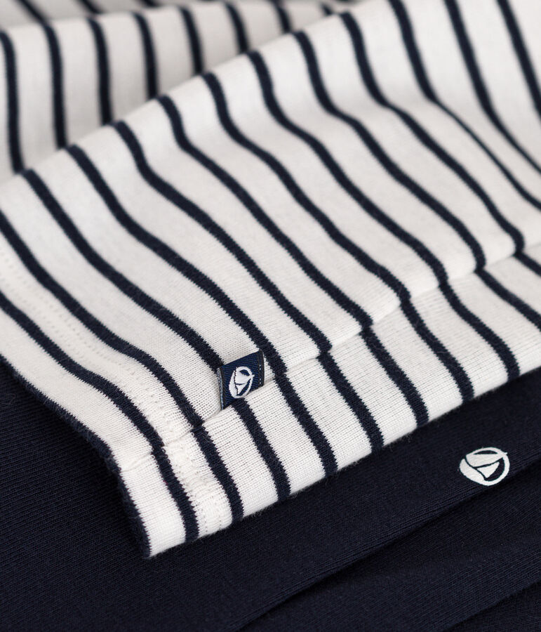 Conjunto de vestido y mallas de algod&oacute;n para beb&eacute; blanco/azul