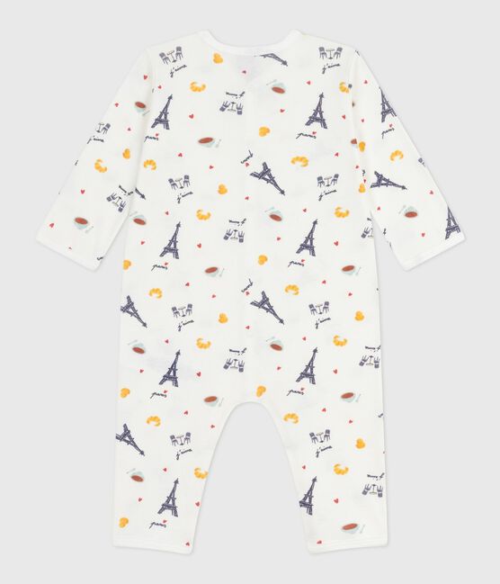 Pijama sin pies de algodón con estampado de París para bebé blanco MARSHMALLOW/blanco MULTICO