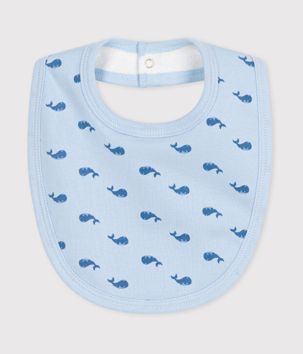 Babero de algod&oacute;n estampado para reci&eacute;n nacido azul/azul