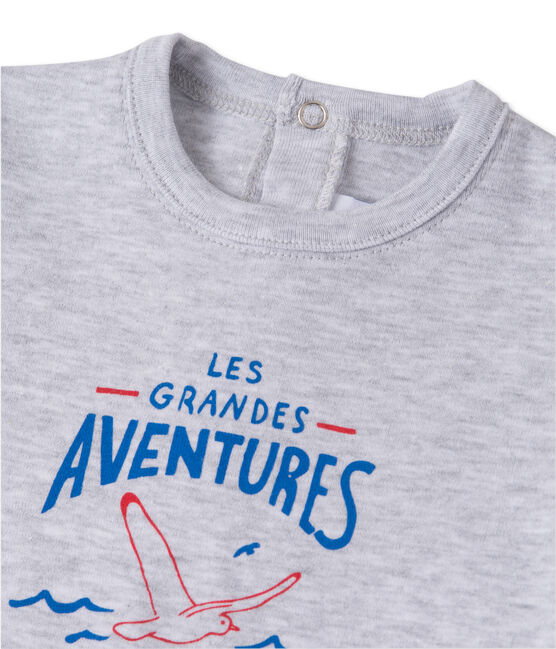 Camiseta serigrafiada para bebé niño gris POUSSIERE CHINE