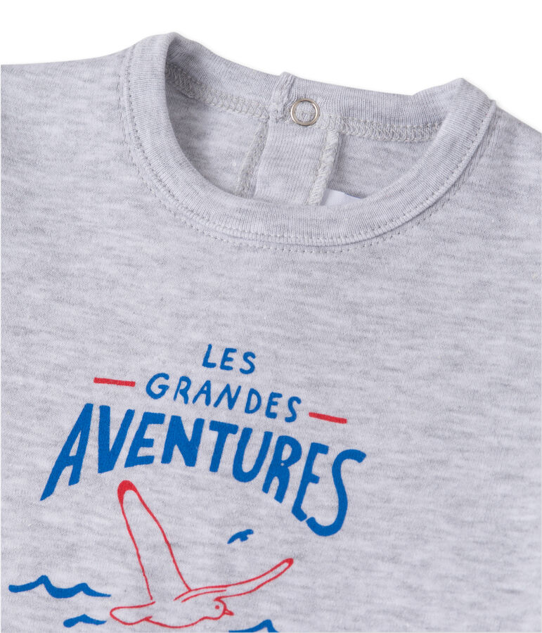 Camiseta serigrafiada para beb&eacute; ni&ntilde;o gris