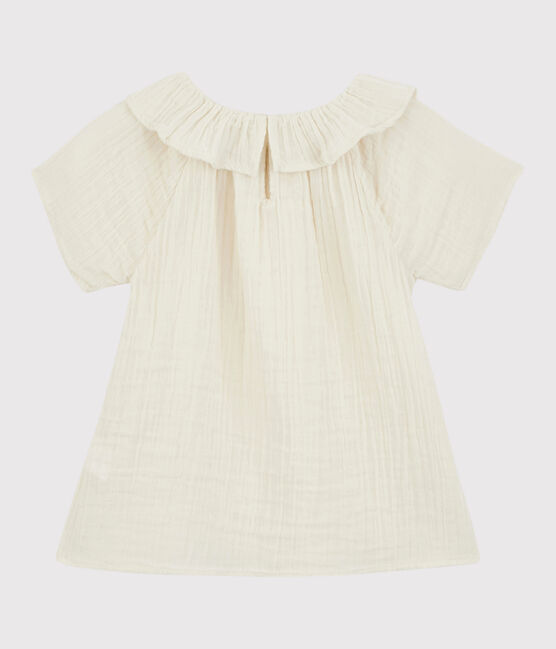 Blusa de gasa de algodón orgánico para niña blanco MARSHMALLOW