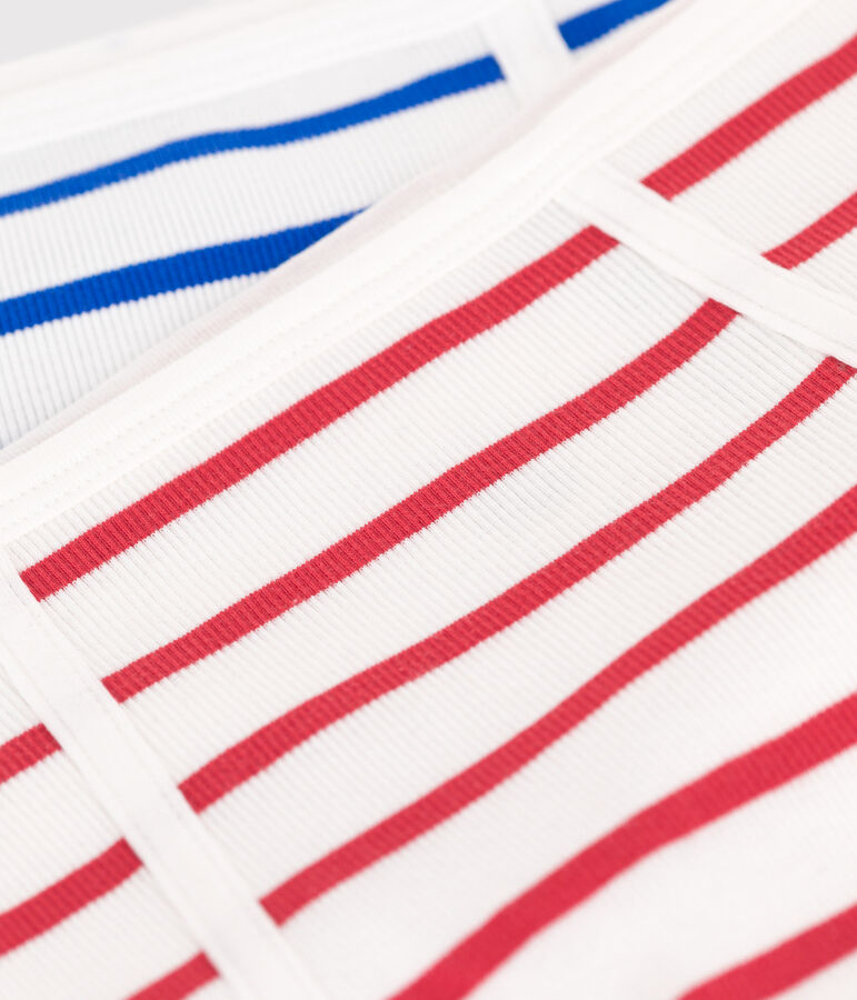 Juego de 2 braguitas de algod&oacute;n de talle alto a rayas para mujer multicolor