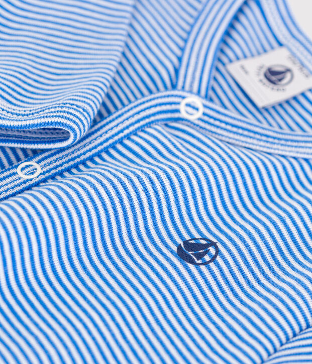 Pijama de algod&oacute;n a rayas para beb&eacute; azul/blanco