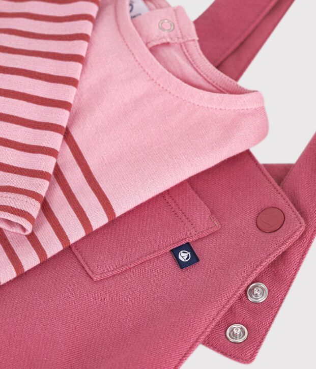Conjunto de regalo de algod&oacute;n para beb&eacute;: camiseta y peto multicolor
