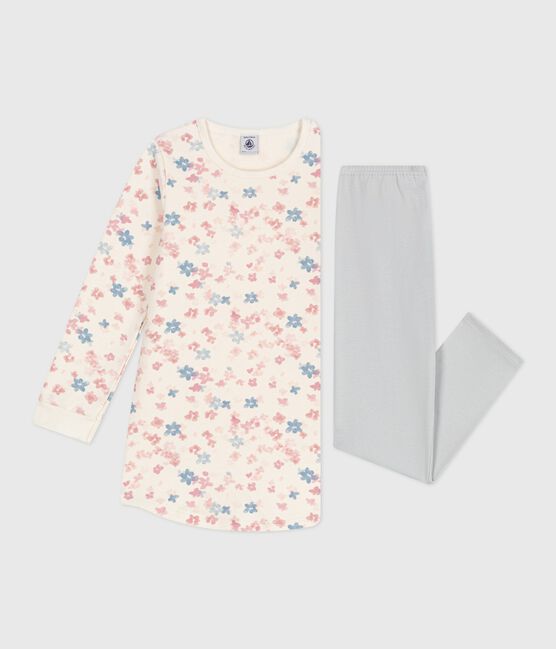 Camisón y leggings infantiles de felpa con estampado de flores MILK/ MULTICO