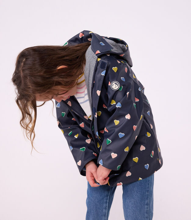 Chubasquero infantil con estampado de corazones azul/multicolor