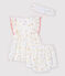 Vestido sin mangas con braguitas bloomer y diadema de bebé niña en popelina de algodón ecológico blanco MARSHMALLOW/blanco MULTICO