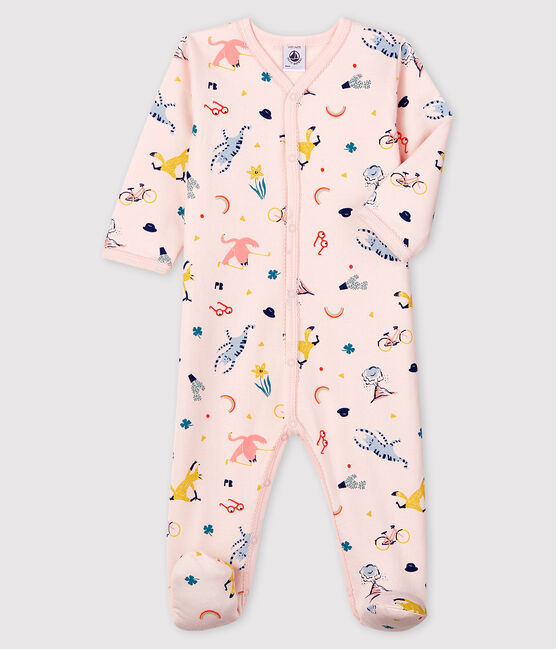 Pelele de muletón con estampado de animales para bebé niña rosa FLEUR/blanco MULTICO