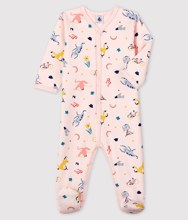 Pelele de mulet&oacute;n con estampado de animales para beb&eacute; ni&ntilde;a rosa/multicolor