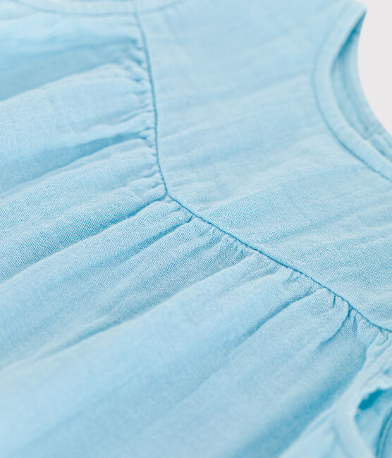 Vestido liso de algodón sin mangas para bebé azul AQUATIC