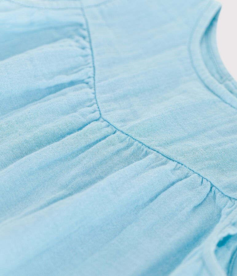 Vestido liso de algod&oacute;n sin mangas para beb&eacute; azul