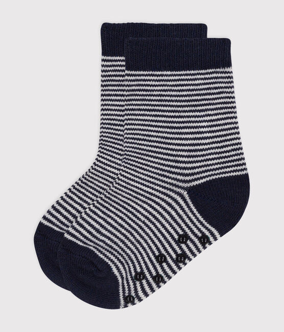 Calcetines antideslizantes de algodón para bebé azul SMOKING/blanco MARSHMALLOW