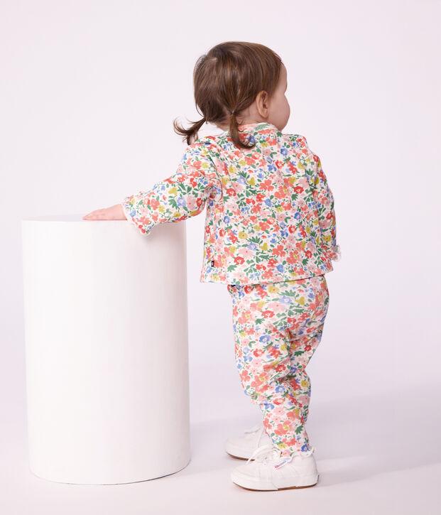 Leggings de algod&oacute;n con estampado de flores para beb&eacute; blanco/multicolor