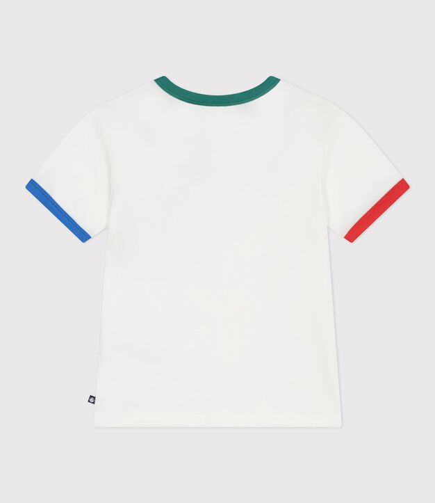 Camiseta infantil de manga corta de algod&oacute;n blanco