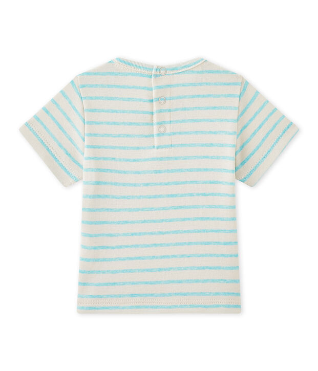 Camiseta a rayas beb&eacute; ni&ntilde;o de manga corta beige/verde