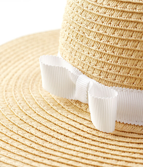 Sombrero de paja de bebé niña rosa NATUREL
