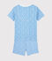 Pijama corto con estampado de plátanos de algodón de niño/niña azul EDNA/blanco MARSHMALLOW