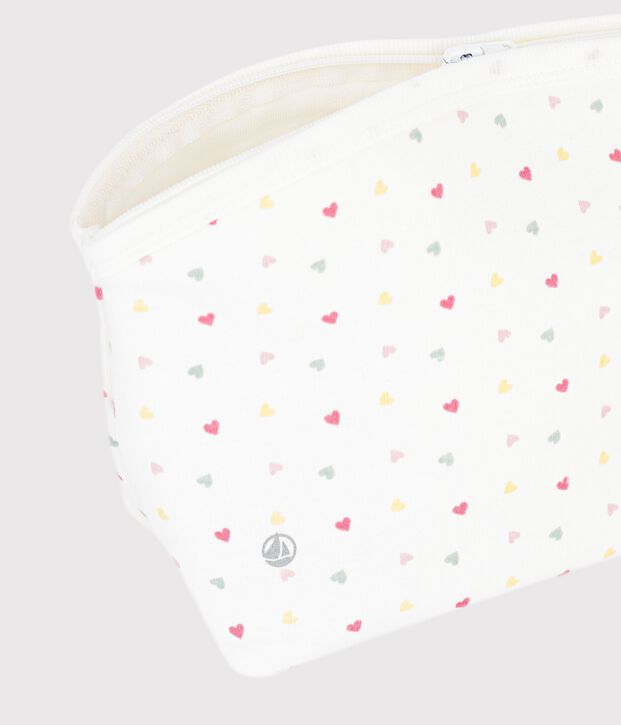 Bolso de mano de algod&oacute;n con estampado de corazoncitos para beb&eacute; blanco/multicolor
