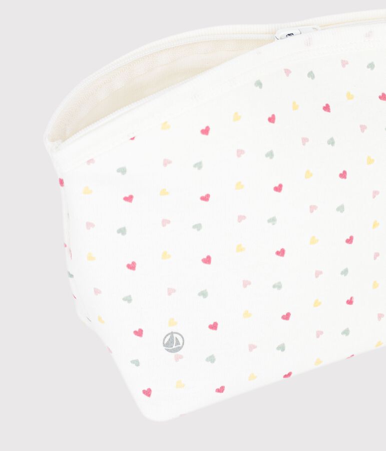 Bolso de mano de algod&oacute;n con estampado de corazoncitos para beb&eacute; blanco MARSHMALLOW/blanco MULTICO