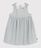 Vestido sin mangas de algodón a rayas para bebé blanco MARSHMALLOW/azul BRUT