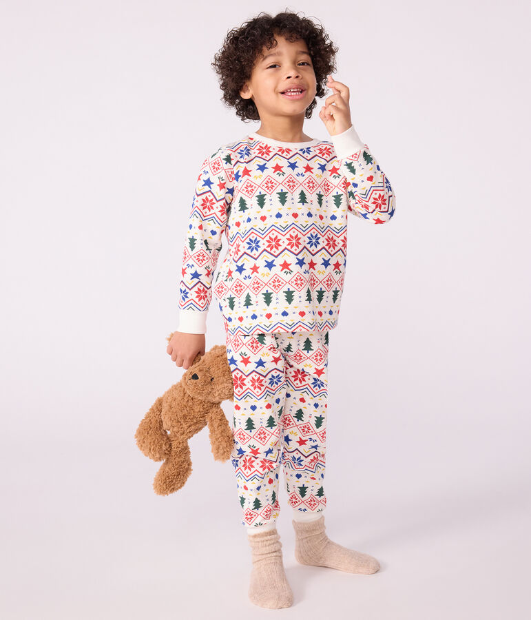 Pijama infantil de felpa con estampado de Navidad crudo/multicolor