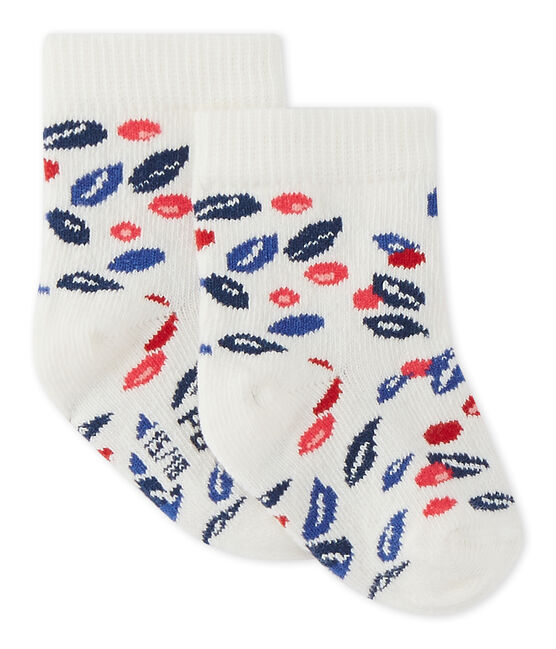 Calcetines bebé niña estampados blanco MARSHMALLOW/blanco MULTICO
