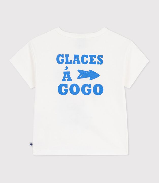 Camiseta de algod&oacute;n de manga corta con estampado de perro para beb&eacute; blanco