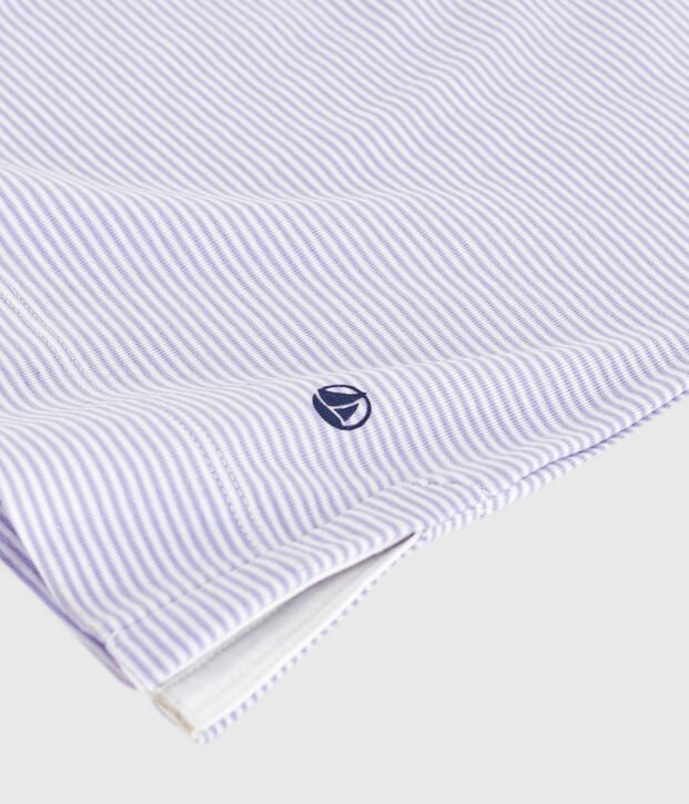 Camis&oacute;n de algod&oacute;n a rayas para mujer violeta/blanco